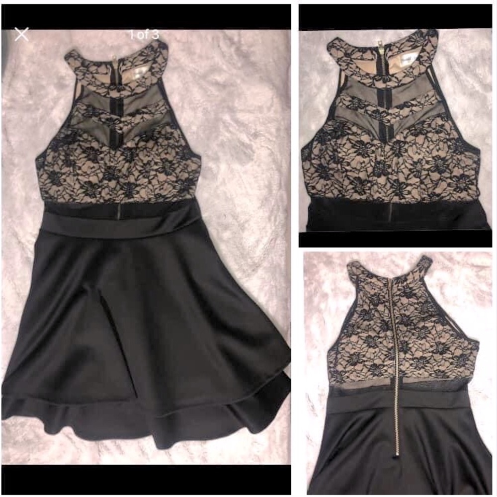 Black and Beige Lace Dress